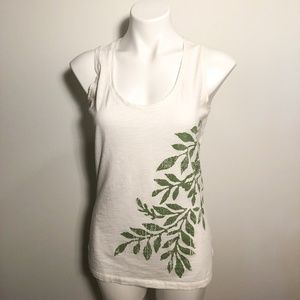 Eddie Bauer White Tank Top with Green Detail